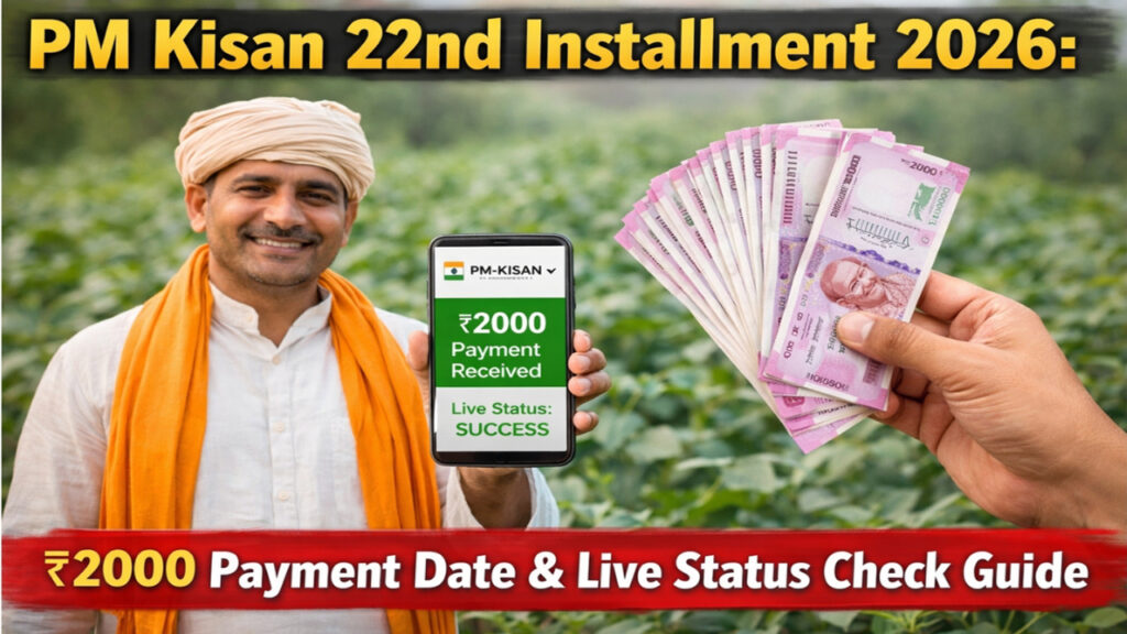 PM Kisan 22nd Installment 2026: ₹2000 Payment Date & Live Status Check Guide